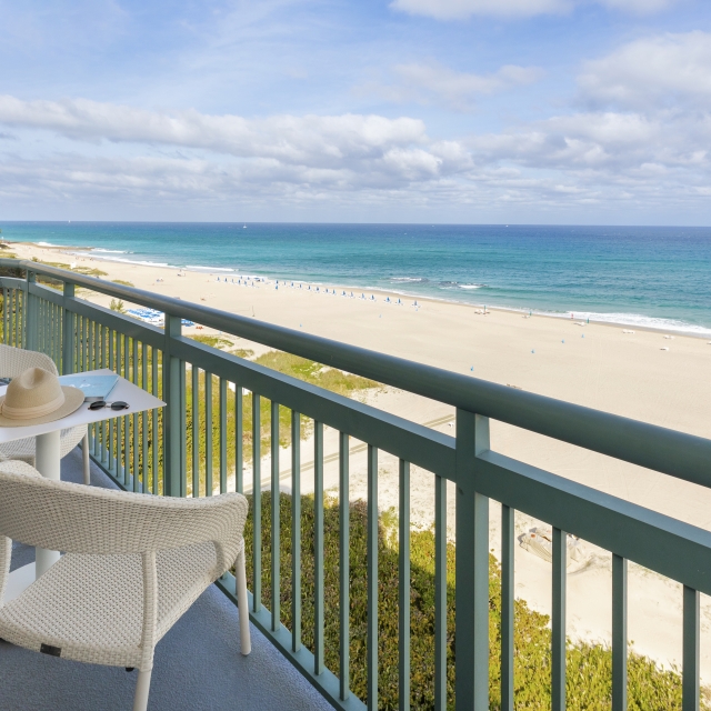 Balcony view from a luxury guest room at The Singer Oceanfront Resort